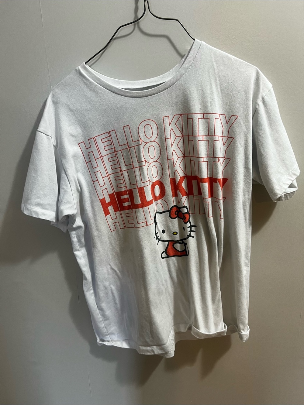 Hello Kitty White Tee with Red Graphic Print